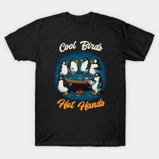 Cool Birds Hot Hands funny Penguin playing poker T-Shirt